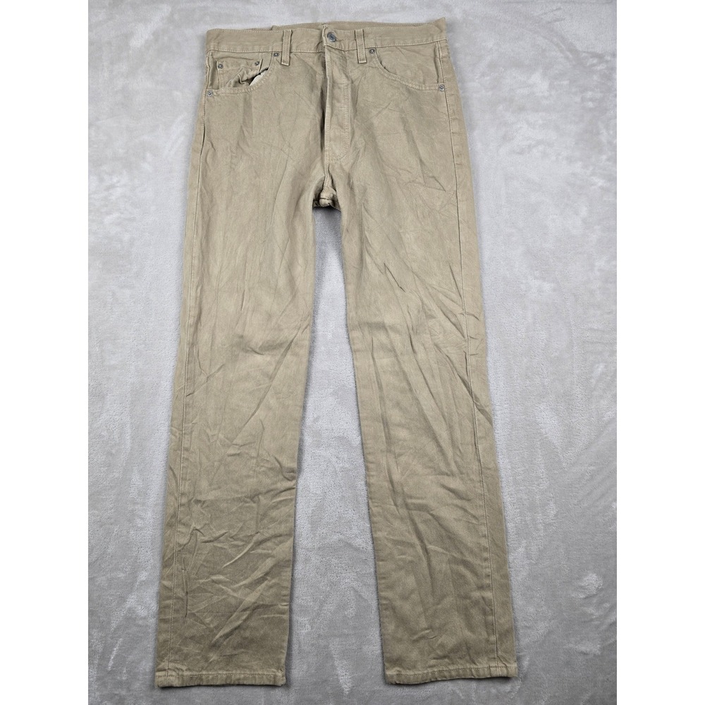 Vintage Levi's 501 Button Fly Jeans Men 34x32 Fit 33x34 Tan Beige Khaki USA Made